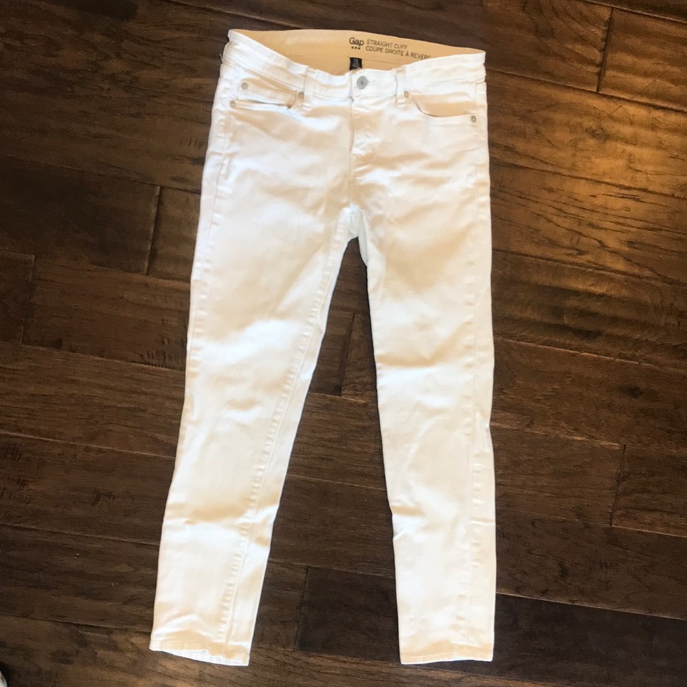 White Straight Cuff Skinny Jean